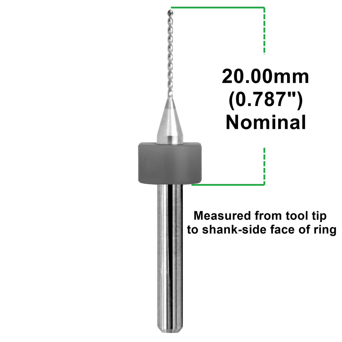 0.70mm (.0276") x .400" FL Carbide PCB Drill – 20mm LPKF Ring – 1 or 5 Pack