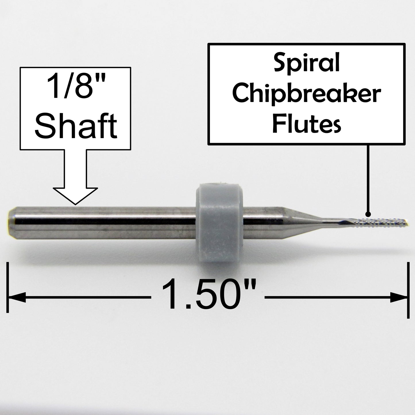 .035 0.9mm x .197" LOC Chip Breaker Carbide Router - Fishtail Tip R150