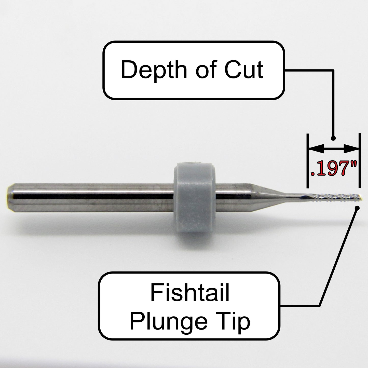 .035 0.9mm x .197" LOC Chip Breaker Carbide Router - Fishtail Tip R150