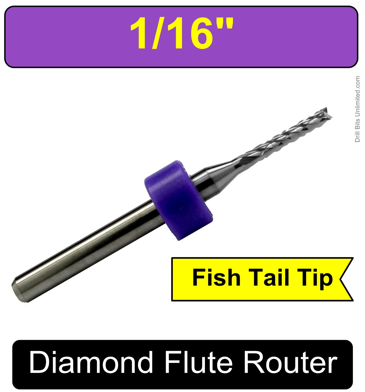 1/16" x .315" LOC - Diamond Pattern Carbide Router Bit - Fishtail Tip R132