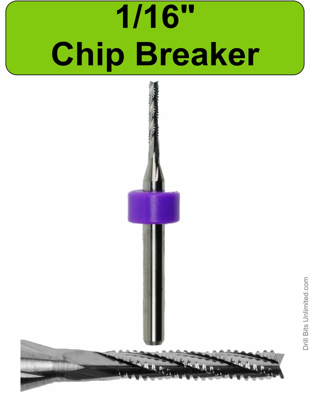 .063" 1/16" x .315" LOC Chip Breaker Carbide Router - Fishtail Tip R160