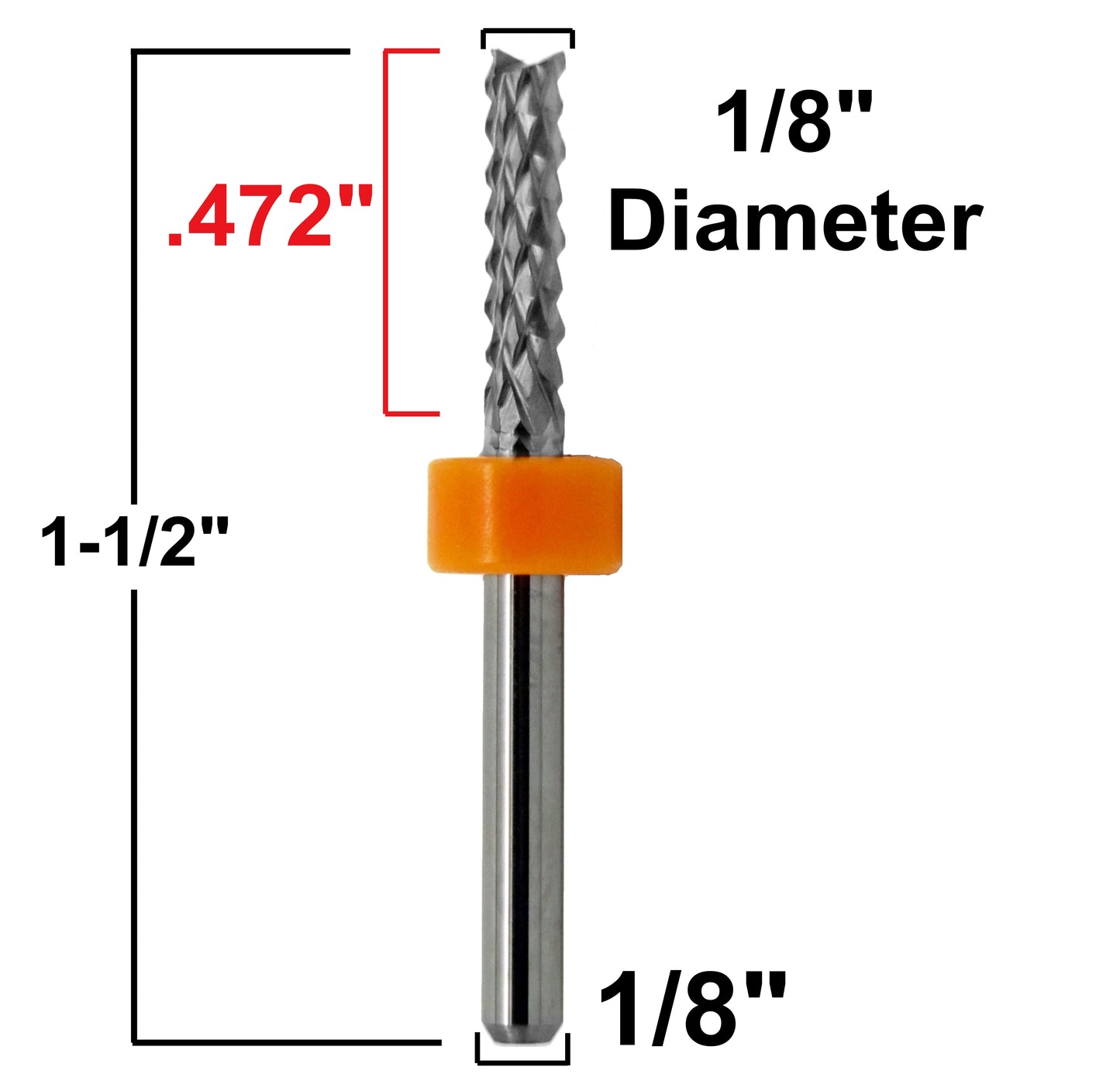 1/8" x .472" LOC Diamond Pattern Carbide Router Bit - Fishtail Tip R145
