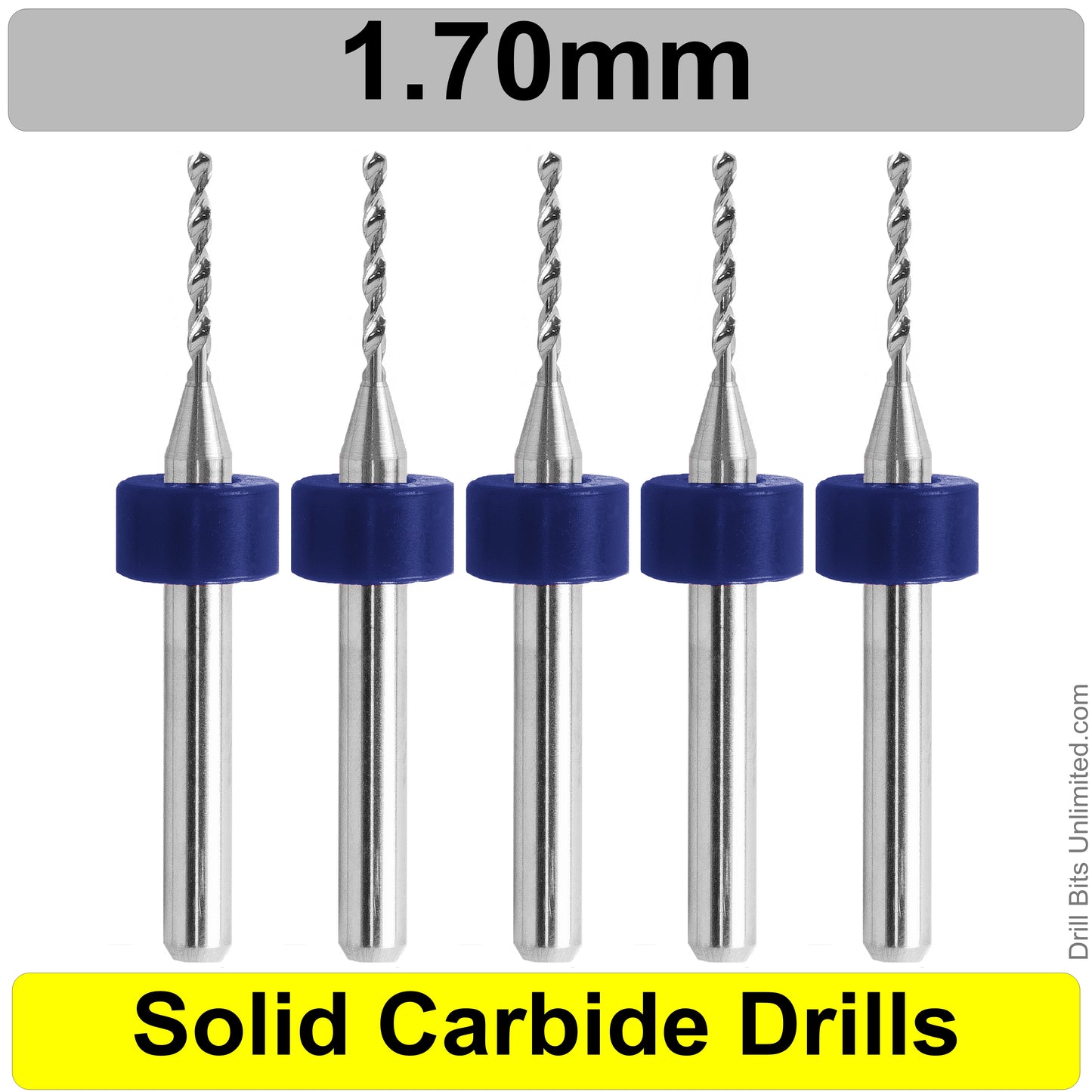 .067" #51 1.70mm - Drill Bits - FIVE Piece Set with 1/8" Shanks Solid Carbide 1.7mm