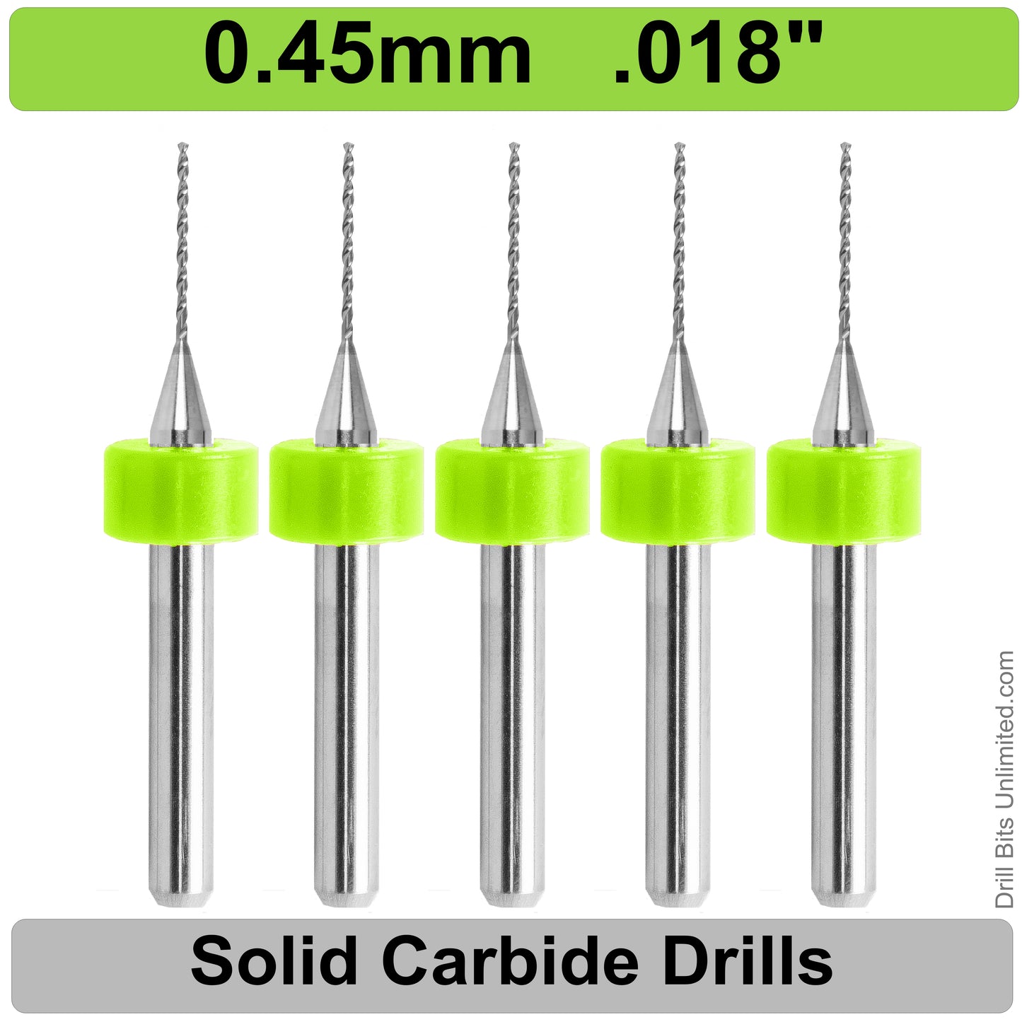 .018" .45mm #77 - Drill Bits - FIVE Piece Set with 1/8" Shanks Solid Carbide