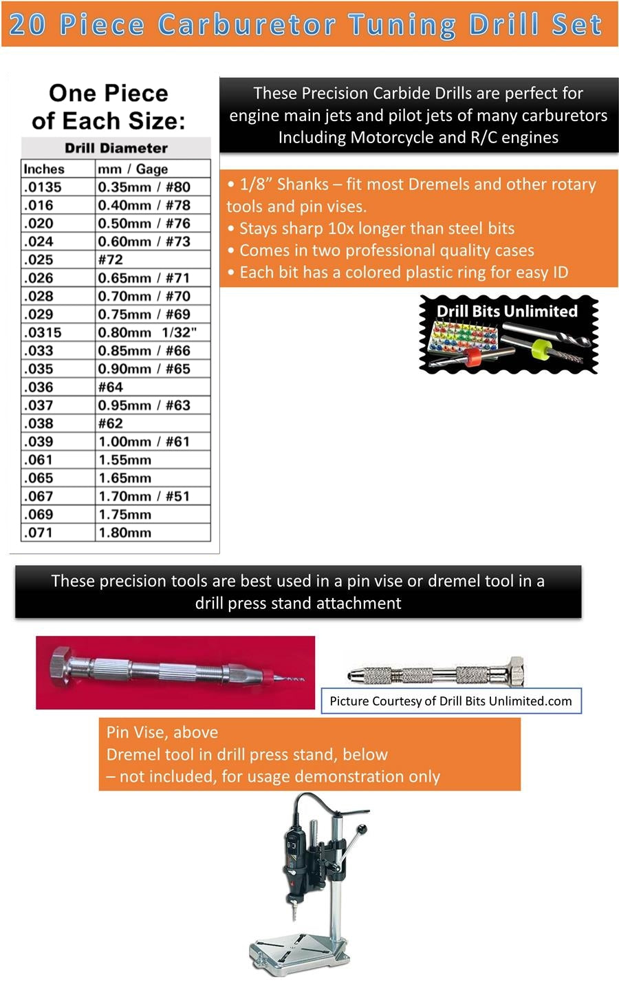 carburetor jet drill set kit