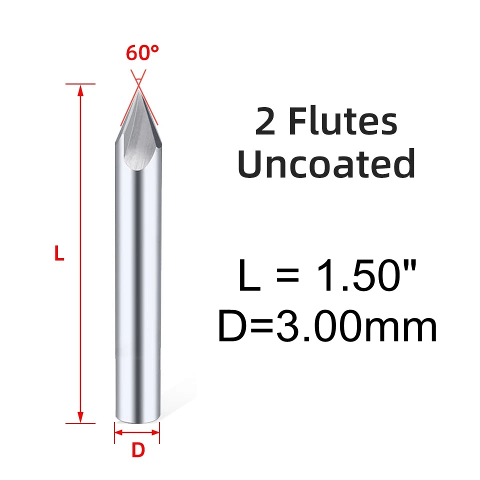60 Degree Chamfer Mill for deburring chamfering Slotting Spotting Carbide Two Flute CM105