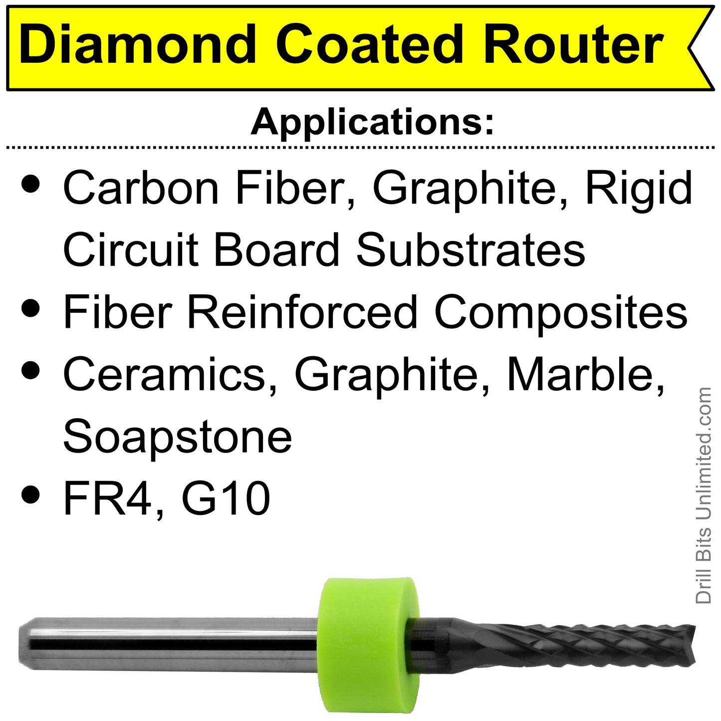 1/8" .125" PCD Diamond Coated Router Bit Fishtail Tip -  Carbon Fiber,  Graphite, Ceramic Hard and Abrasive Materials PCD18