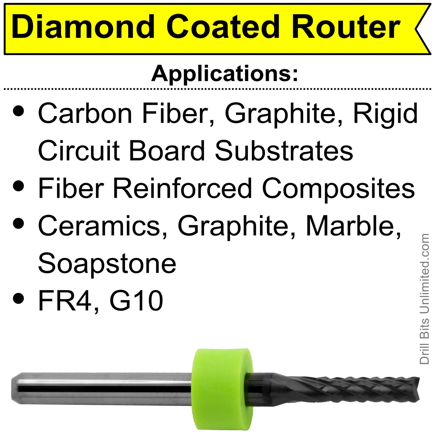 1/16" .0625" PCD Diamond Coated Router Bit Fishtail Tip -  Carbon Fiber,  Graphite, Ceramic Hard and Abrasive Materials PCD 116
