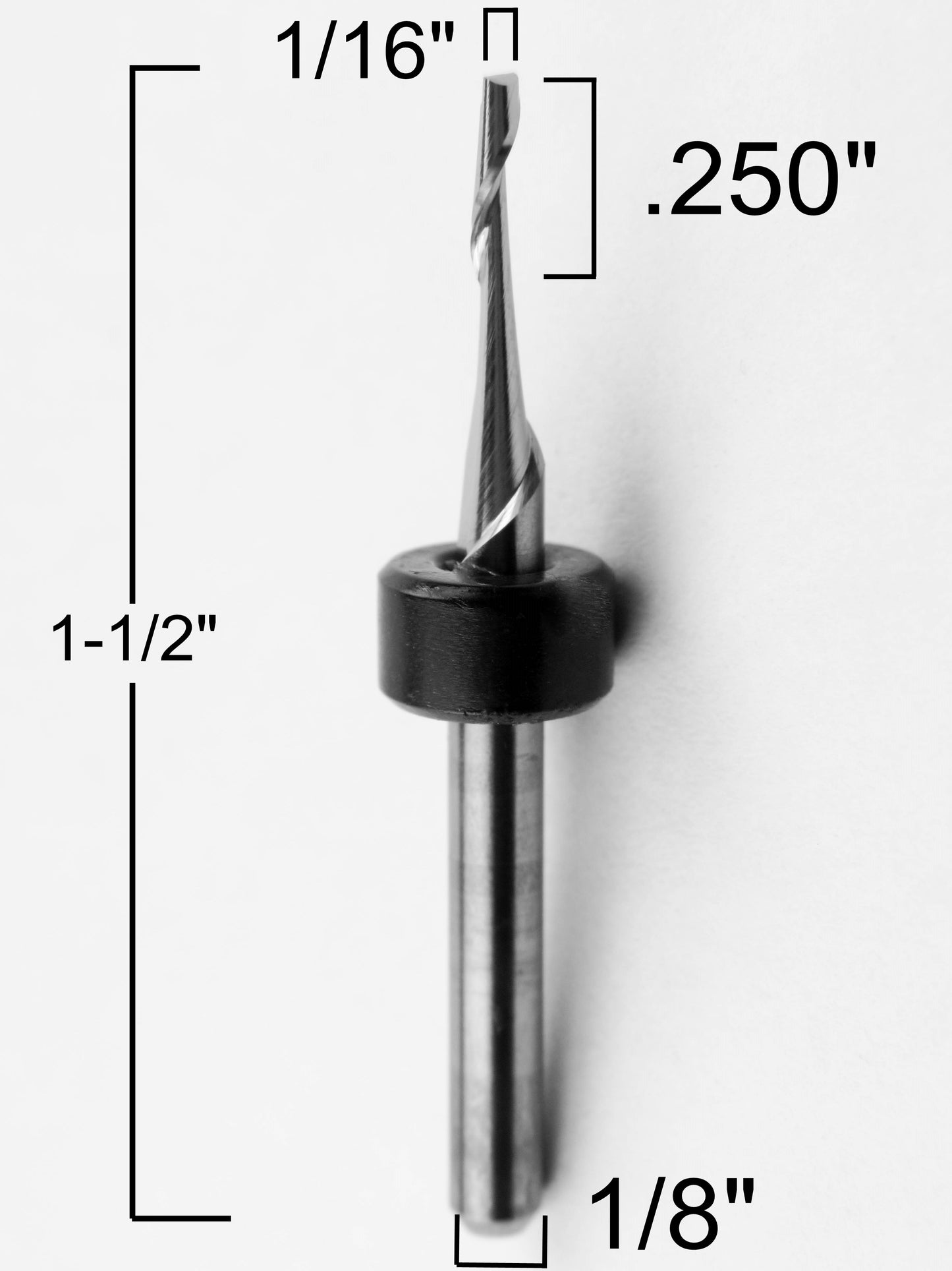 1/16" One Flute Carbide End Mill Bits for Copper, Aluminum, Brass, Plastics, soft materials URO105