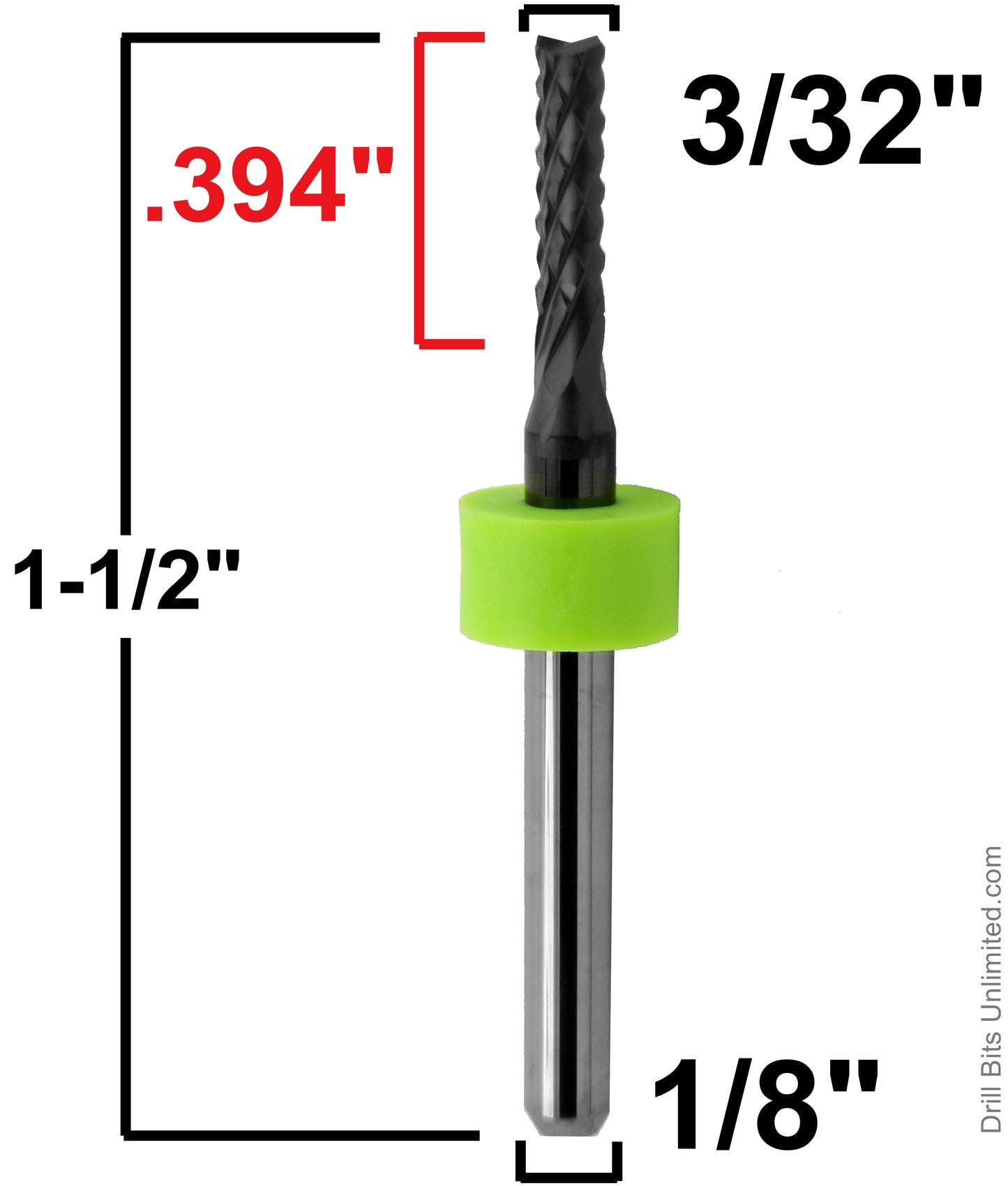 3/32" .094" 2.4mm PCD Diamond Coated Router Bit Fishtail Tip - Carbon Fiber, Graphite, Ceramic Hard and Abrasive Materials PCD332