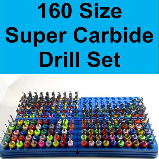 Carbide Drill Bit Set - 160 Sizes!  From .006" to 1/4" - 1/8" Shafts Super Value!