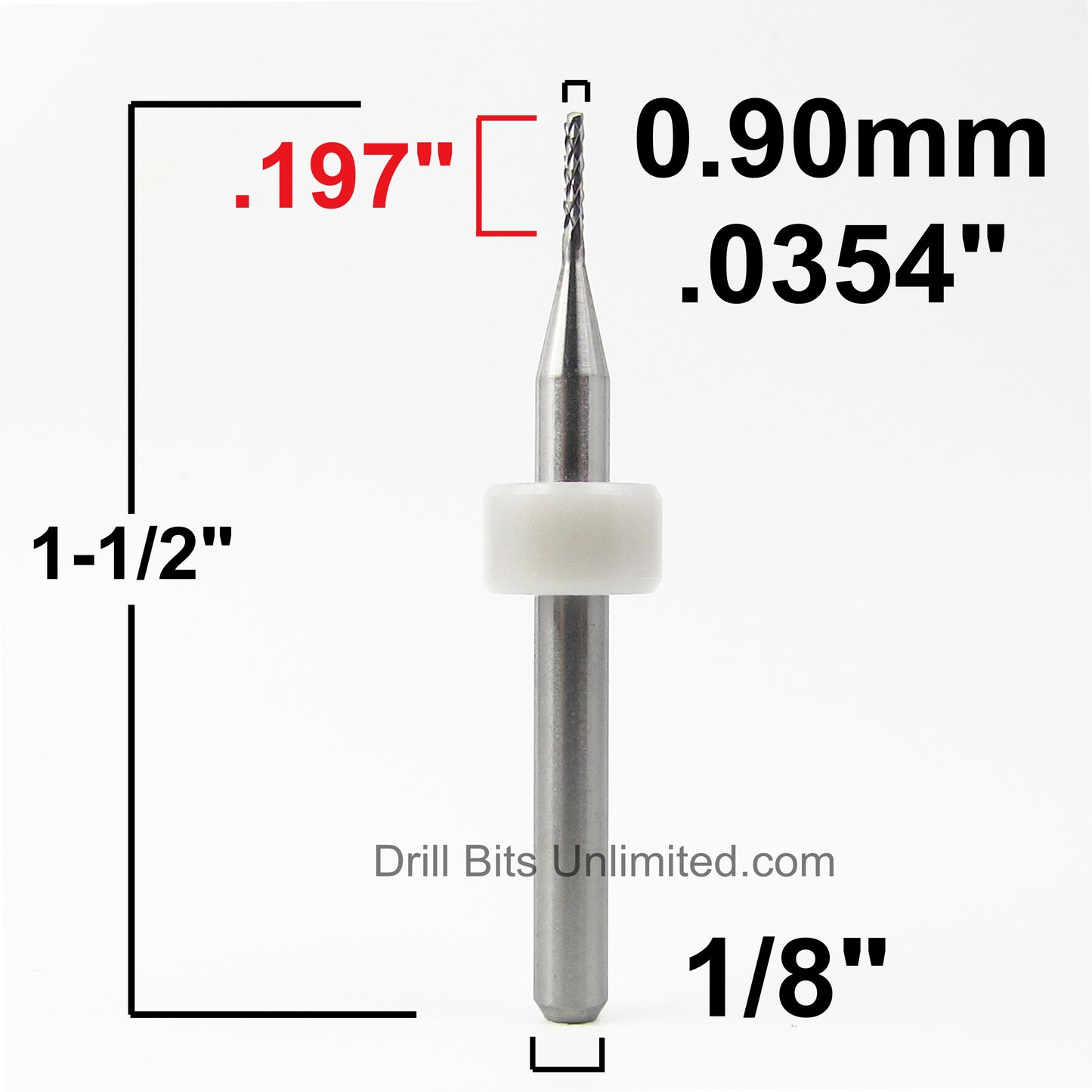 .0354" - 0.90mm x .197" LOC Diamond Pattern Carbide Router Bit - Drill Point Tip R109