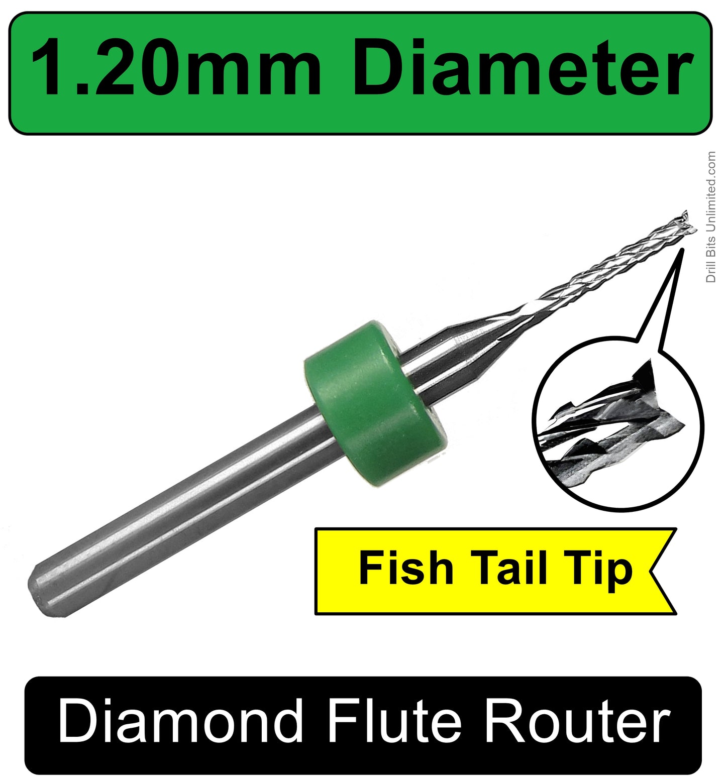 1.20mm 1.2mm .047 3/64 diamond flute patterm carbide router bit with 1/8 inch shank and fishtail end โ precision micro engraving CNC tool for PCB milling, carbon fiber, fiberglass, composite, industrial-grade tungsten carbide bit for Dremel, CNC routers, and rotary tools โ ultra-fine flutes for clean, detailed carving and routing