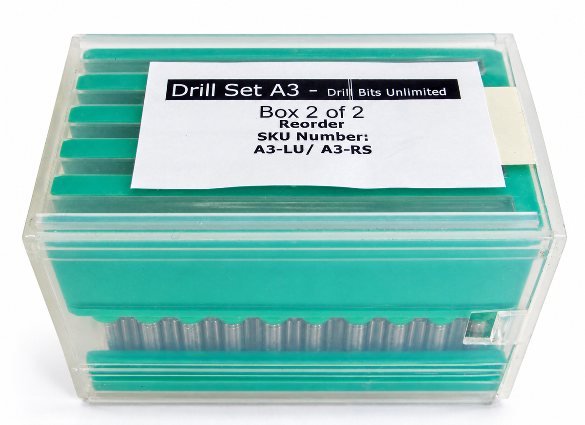 .0180"–.0472" 100 Pc Carbide Drill Bit Set | 10 Sizes, 1/8" Shank | A3