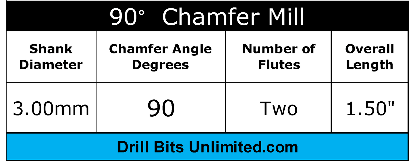 90 Degree Chamfer Mill for deburring  chamfering Slotting Spotting Carbide Two Flute CM106