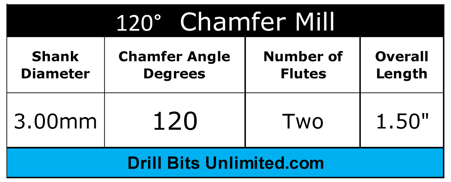 120 Degree Chamfer Mill for deburring  chamfering Slotting Spotting Carbide Two Flute CM107