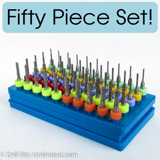 Fifty Piece - Six Size - Diamond Router Variety Set - Fish Tail Tips DCF-50