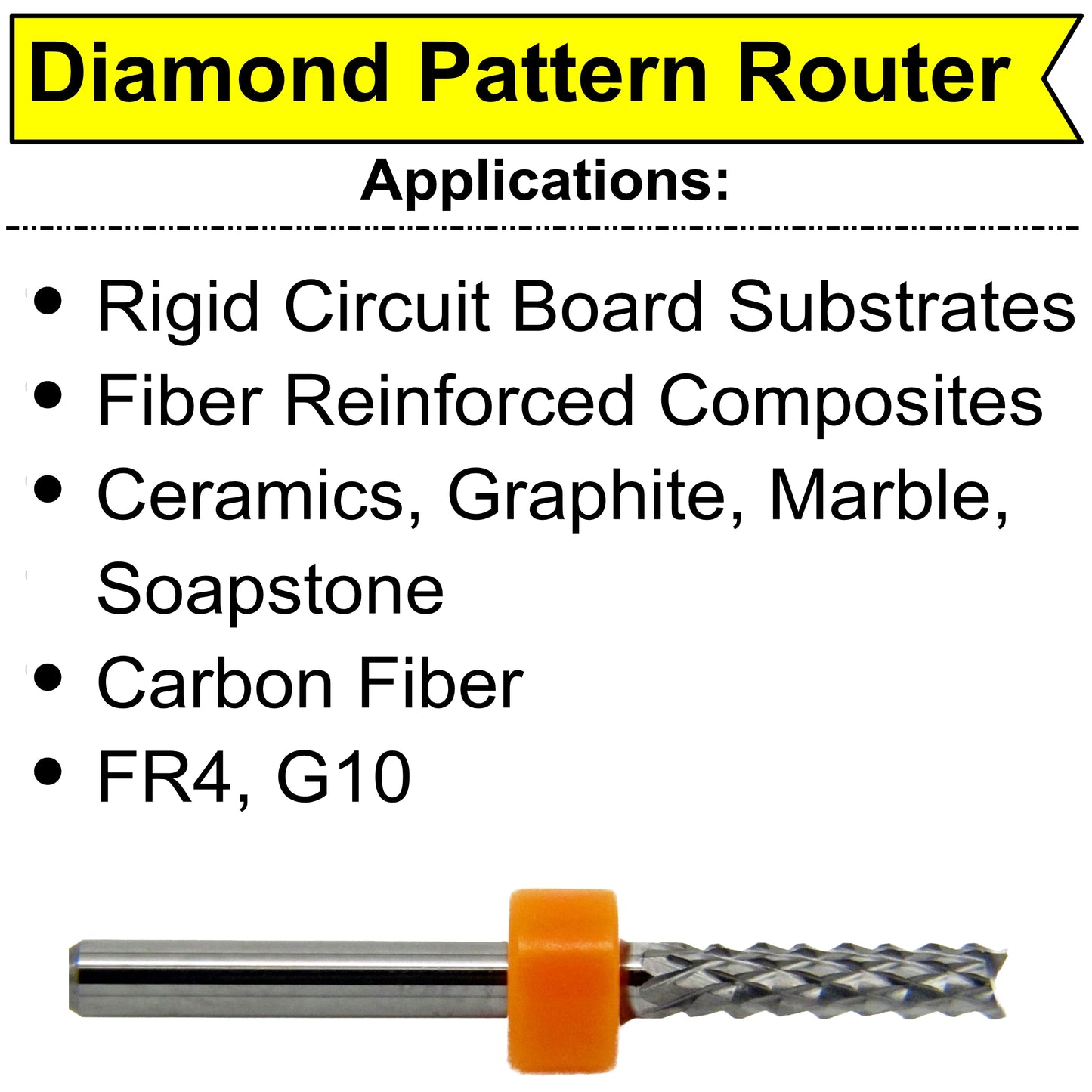 .043" 1.10mm X .300" LOC - Diamond Pattern Router Bit Carbide - Fishtail Tip R117A