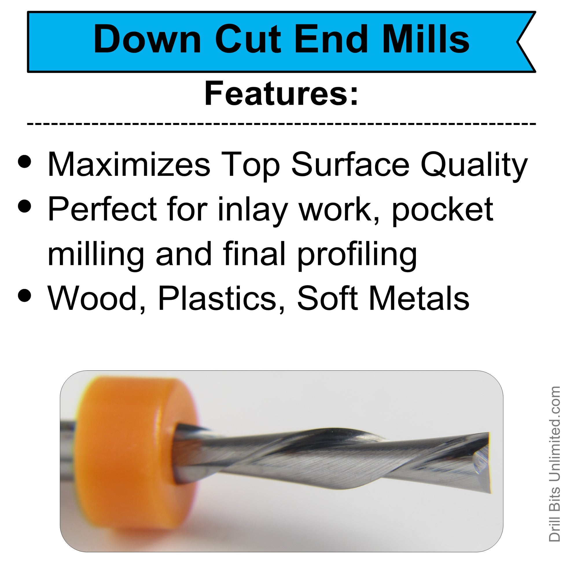 1mm carbide down cut end mill for CNC, woodworking, plastics, and ice carving