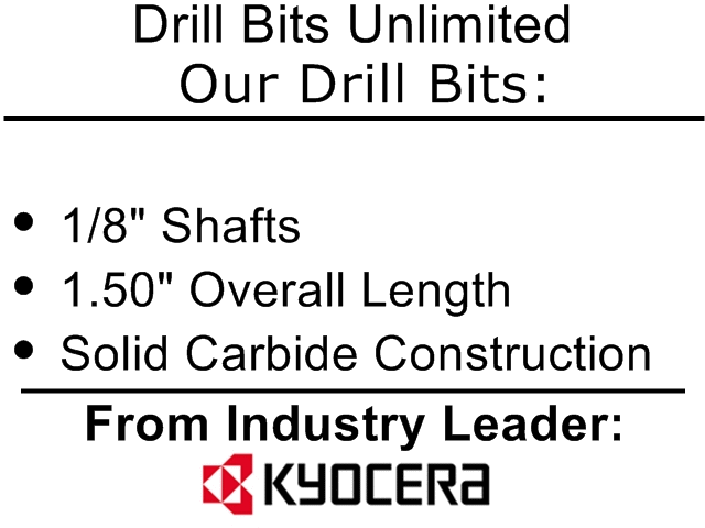 Carbide Drill Bits - Diameters .0039" to .036" CD1