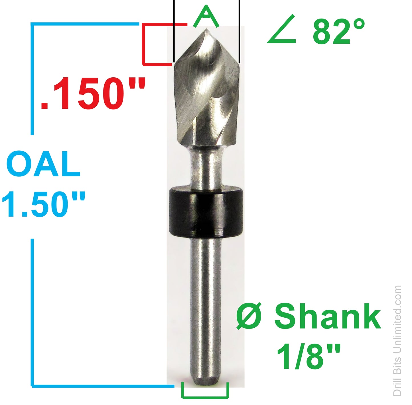 0.261" 82° Countersink 2-Flute Carbide 1/8" Shank 1.50" OAL