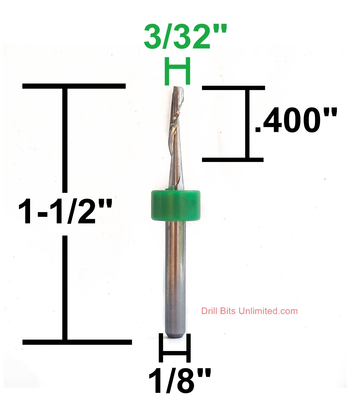 3/32" Single Flute Carbide End Mill for Aluminum, Plastics, Acrylic, Soft Metals LUM-B