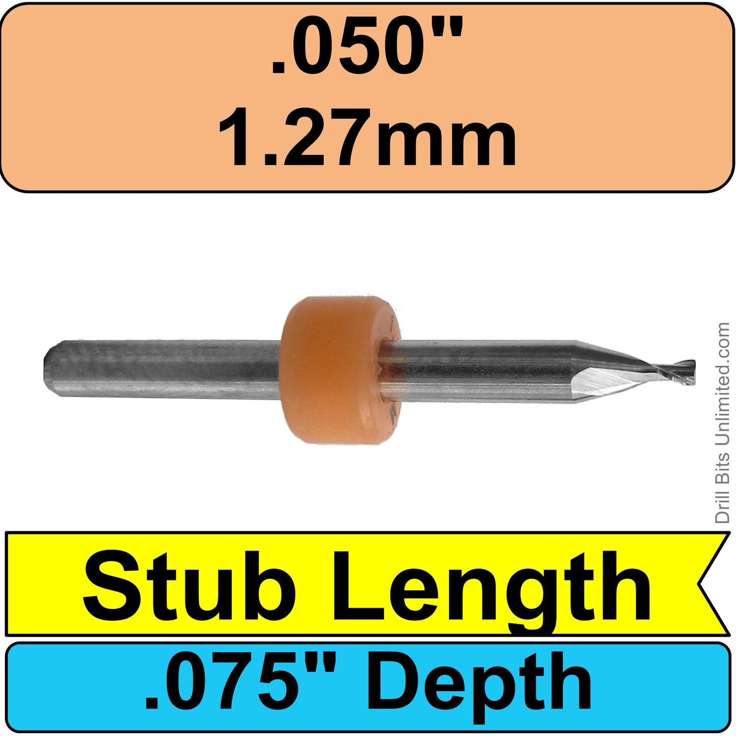 .050" two flute end mill stub length