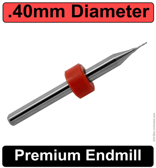 .016" (.0157") 1/64" .40mm x .079" LOC Two Flute UP Cut Carbide End Mill Square End - Made in U.S.A. M103 Side View