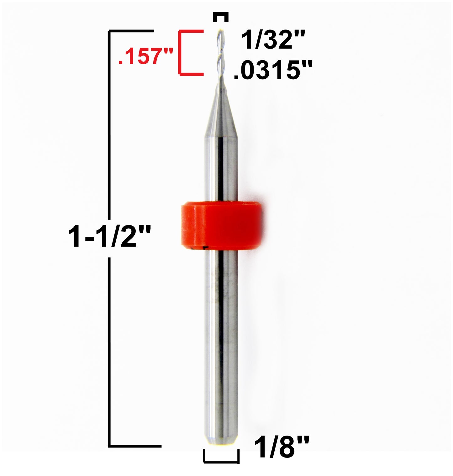 Precision-Crafted .0315" (1/32") x .157" LOC Two Flute Carbide End Mill - Up Cut Square End | Made in U.S.A. | M107