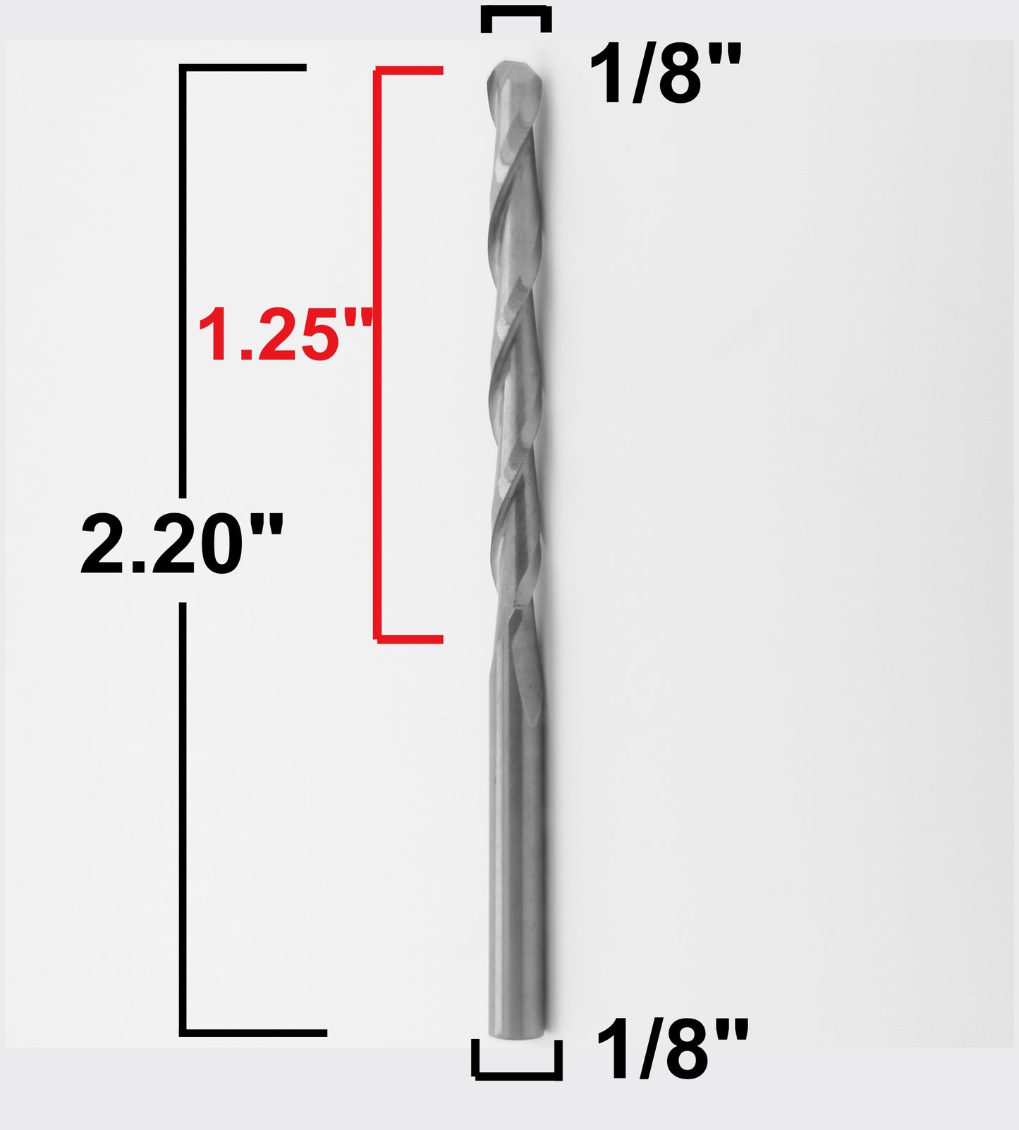 1/8" x 1.25" LOC - Ball Nose Two Flute Carbide End Mill M07