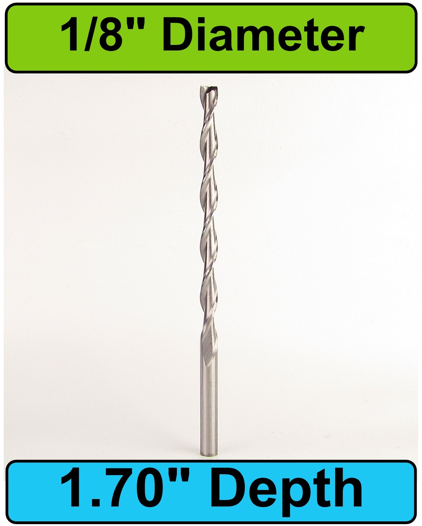 1/8" x 1.70" LOC Up Cut Extended Flute Length Two Flute Carbide End Mill M152