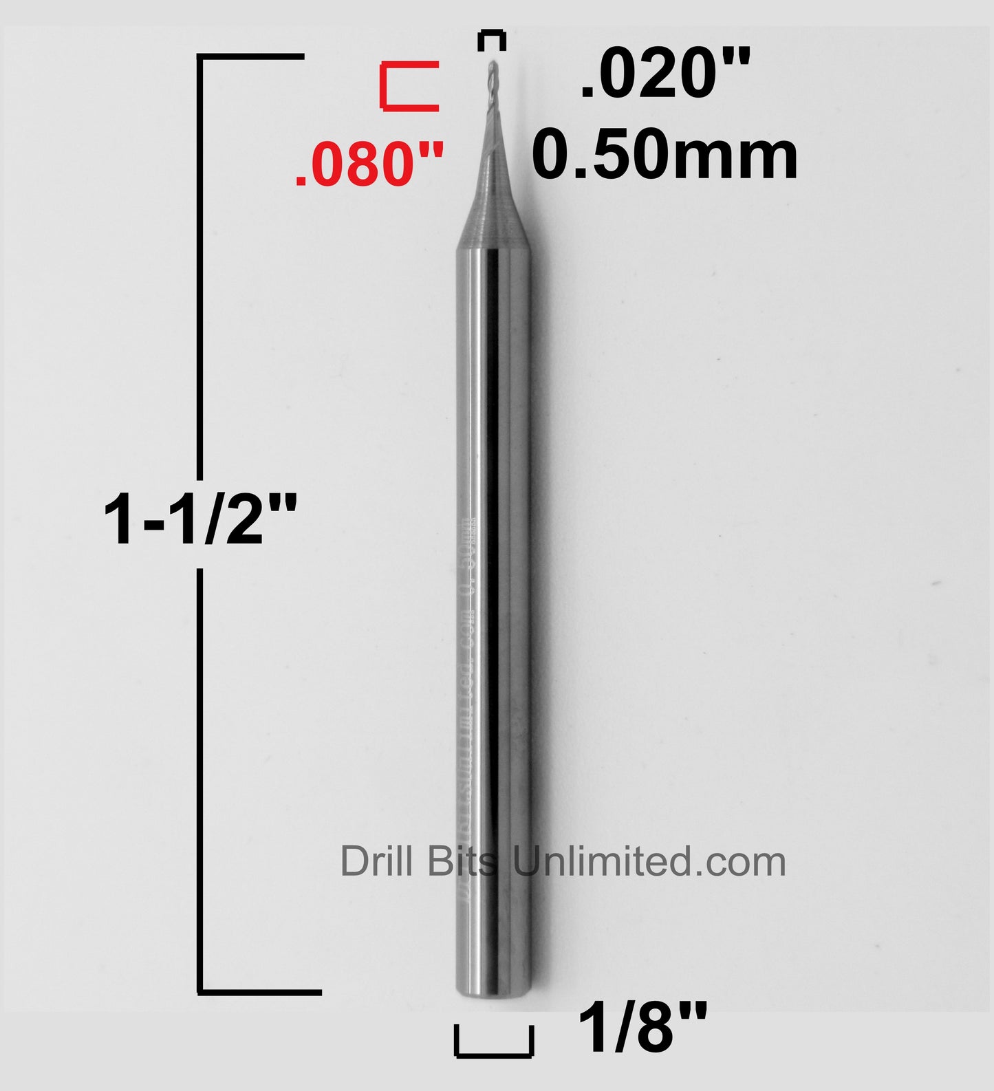 .020" 0.50mm Ball Nose Carbide End Mill