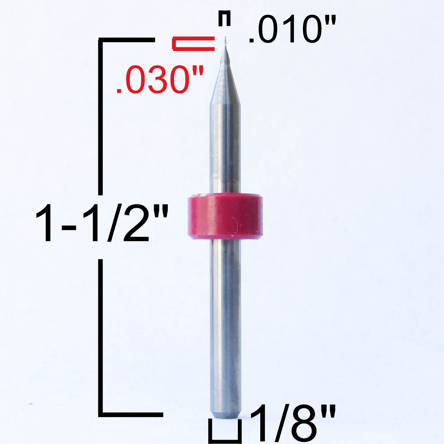 .010" .25mm x .030" LOC Two Flute Carbide End Mill UP Cut Square End - Made in U.S.A. M220