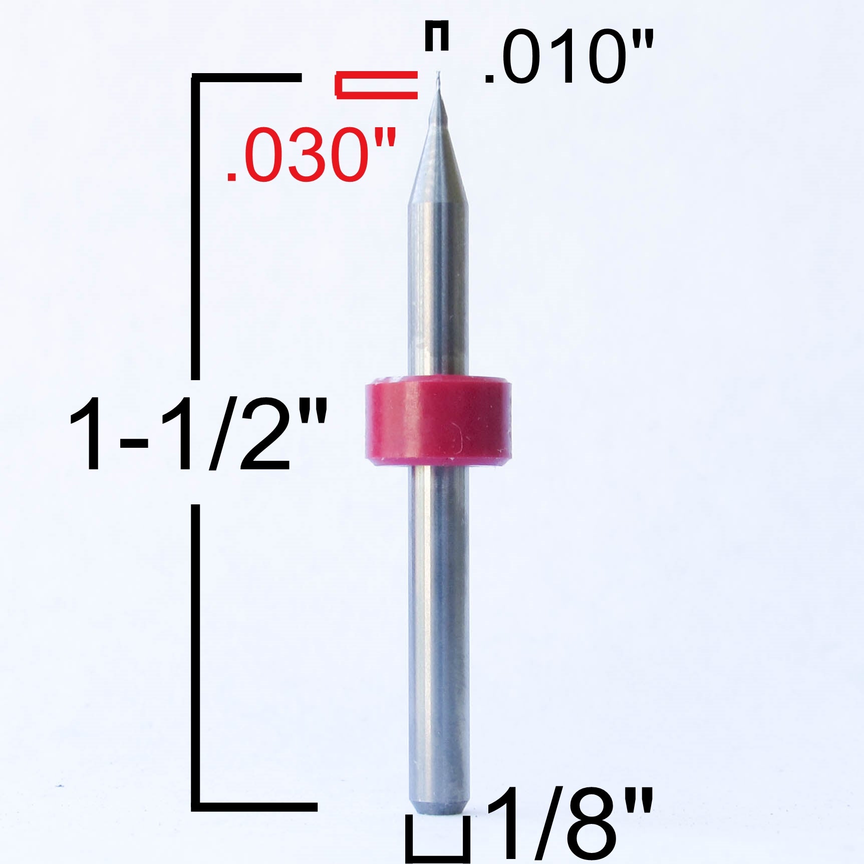 .010" .25mm x .030" LOC Two Flute Carbide End Mill UP Cut Square End - Made in U.S.A. M220 Dimensions