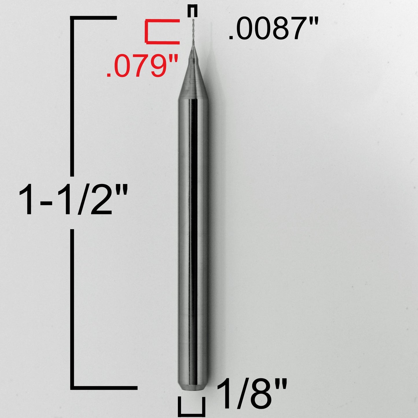 .0087" x .079" LOC Two Flute Carbide End Mill UP Cut - Square End - Made in USA M221