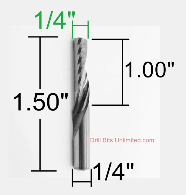 1/4" Diameter UP CUT Single O-Flute Carbide End Mill Aluminum Plastic Compare to LMT Onsrud 63-775 M227