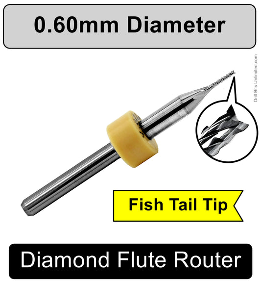 0.60mm diamond cut carbide router bit with 1/8 inch shank and fishtail end – precision micro engraving CNC tool for PCB milling, carbon fiber, fiberglass, composite,   industrial-grade tungsten carbide bit for Dremel, CNC routers, and rotary tools – ultra-fine flutes for clean, detailed carving and routing
