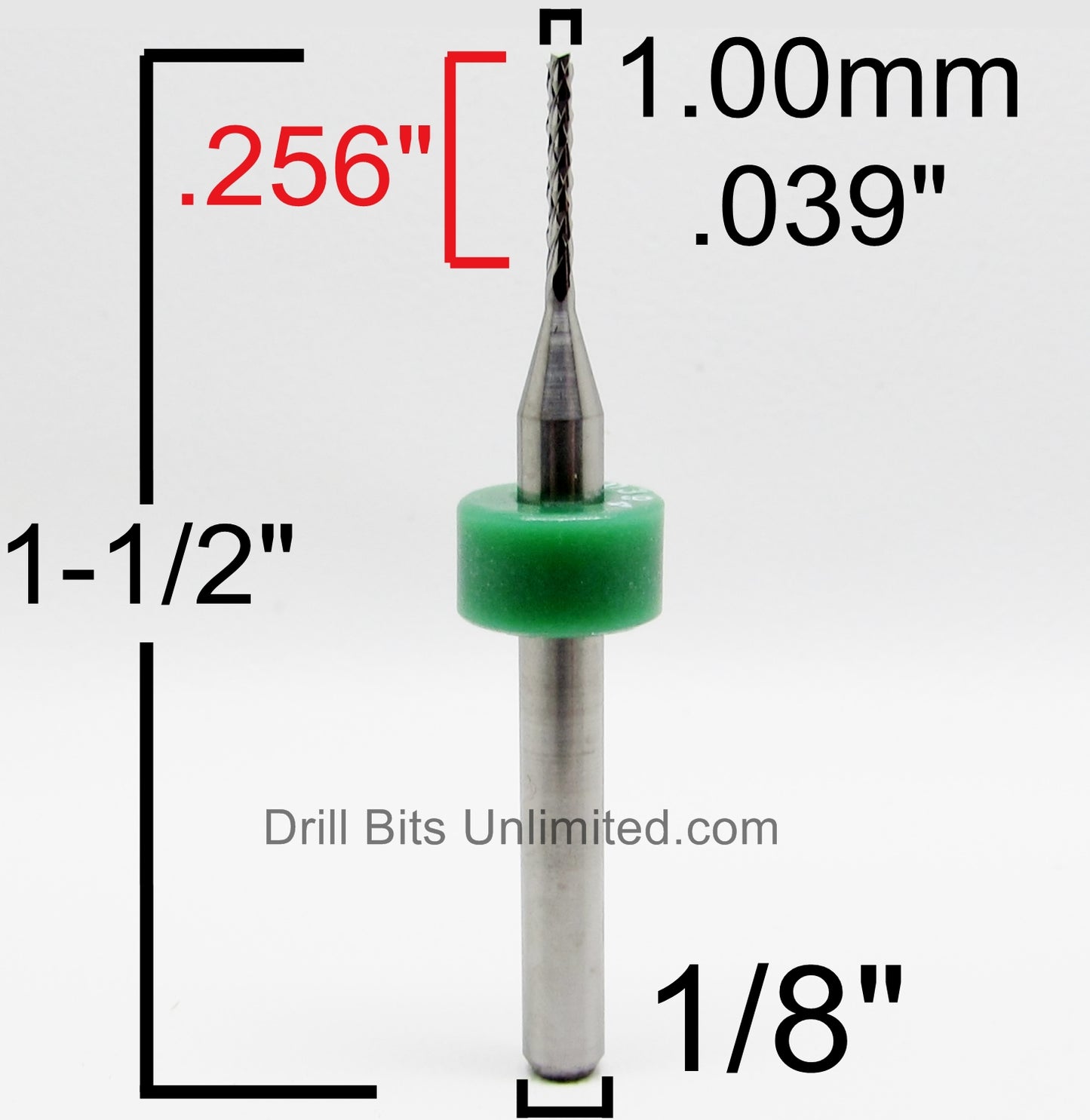 .0394" 1.00mm x .256" LOC Diamond Flute Router - Fish Tail Tip R108A