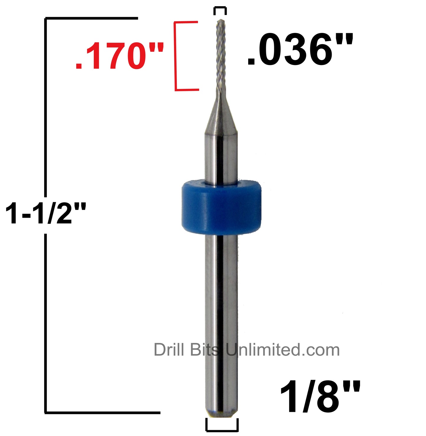 .036" x .170" LOC - Diamond Pattern Carbide Router Bit - Drill Point Tip R113