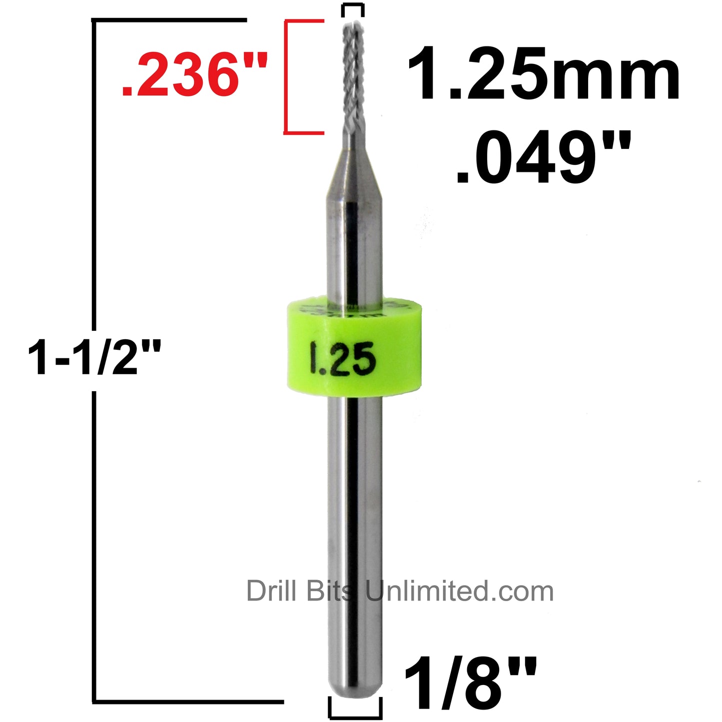 .050" x .236" LOC Diamond Pattern Carbide Router Bit - Fishtail Tip R120