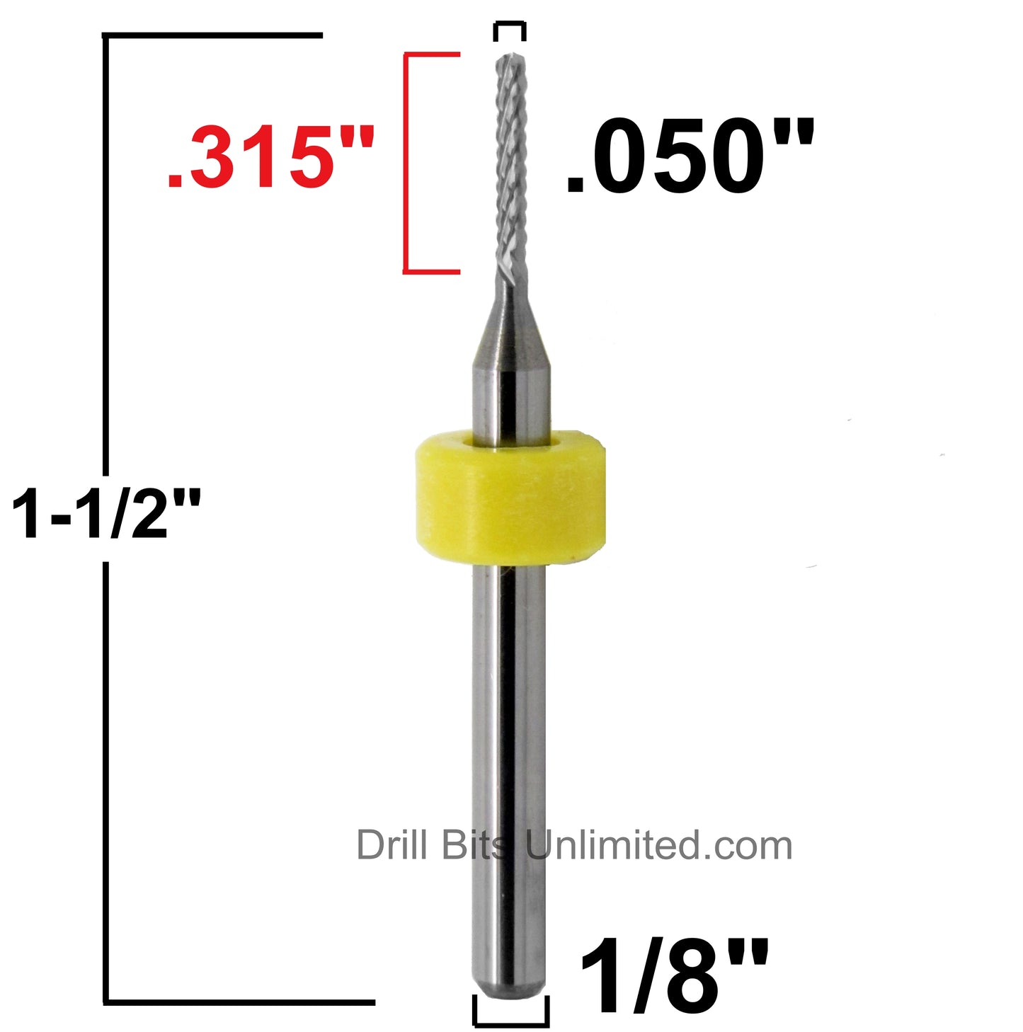 .050" x .315" LOC Diamond Pattern Router Bit Carbide - Fishtail Tip R122