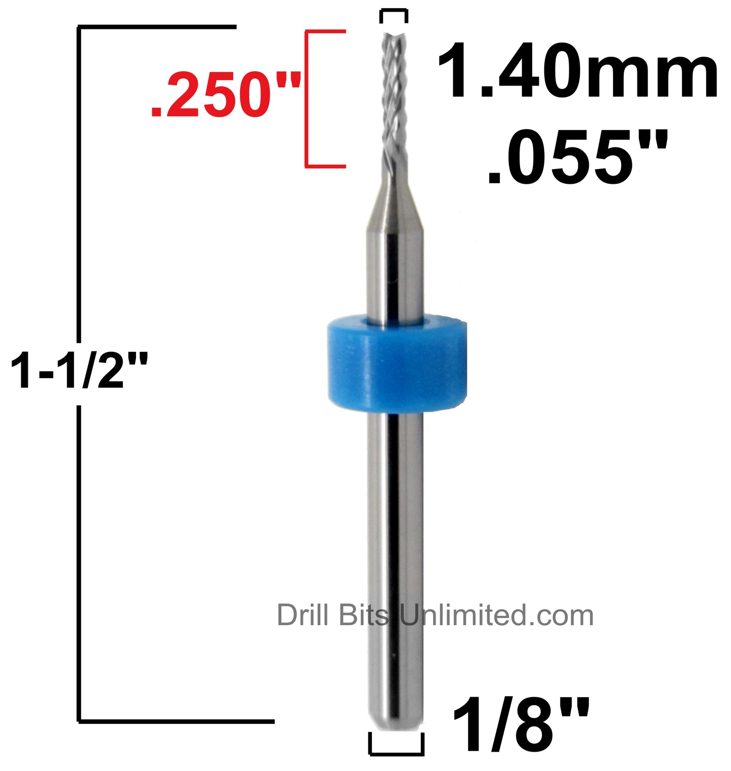 .055" 1.40mm x .250" LOC - Diamond Pattern Carbide Router Bit - Fish Tail R127
