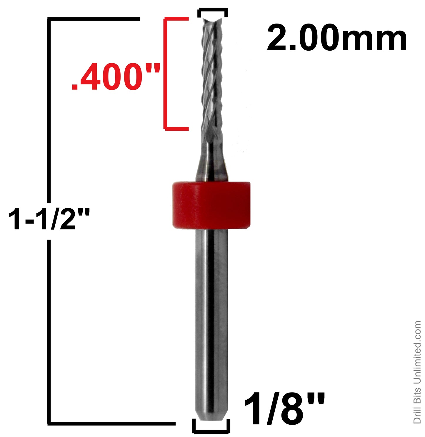 .0787" 5/64" 2.00mm x .400" LOC Diamond Pattern Carbide Router Bit - Fish Tail Tip R138