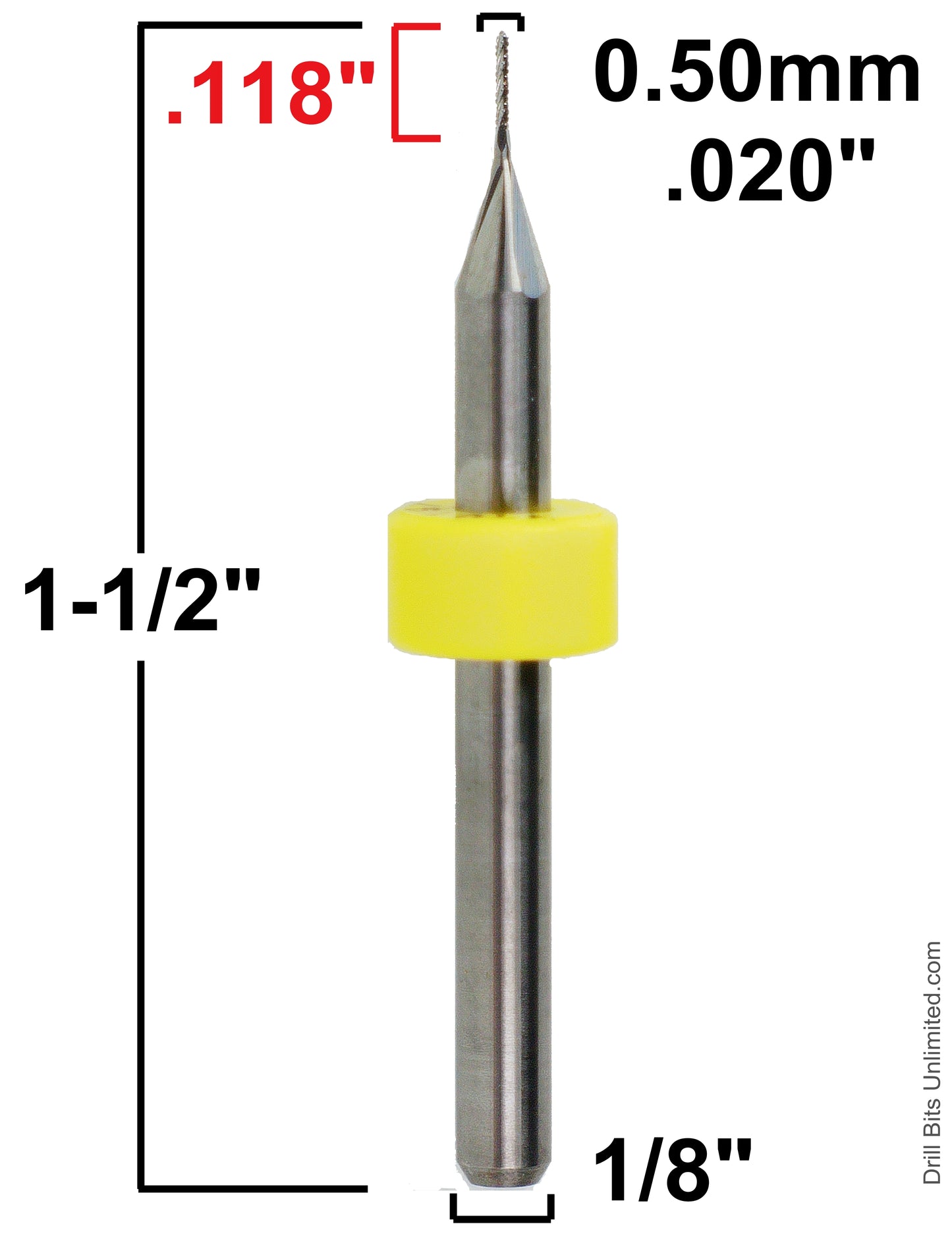 .020" 0.50mm x .118" LOC Chip Breaker Carbide Router - Drill Point Tip R148