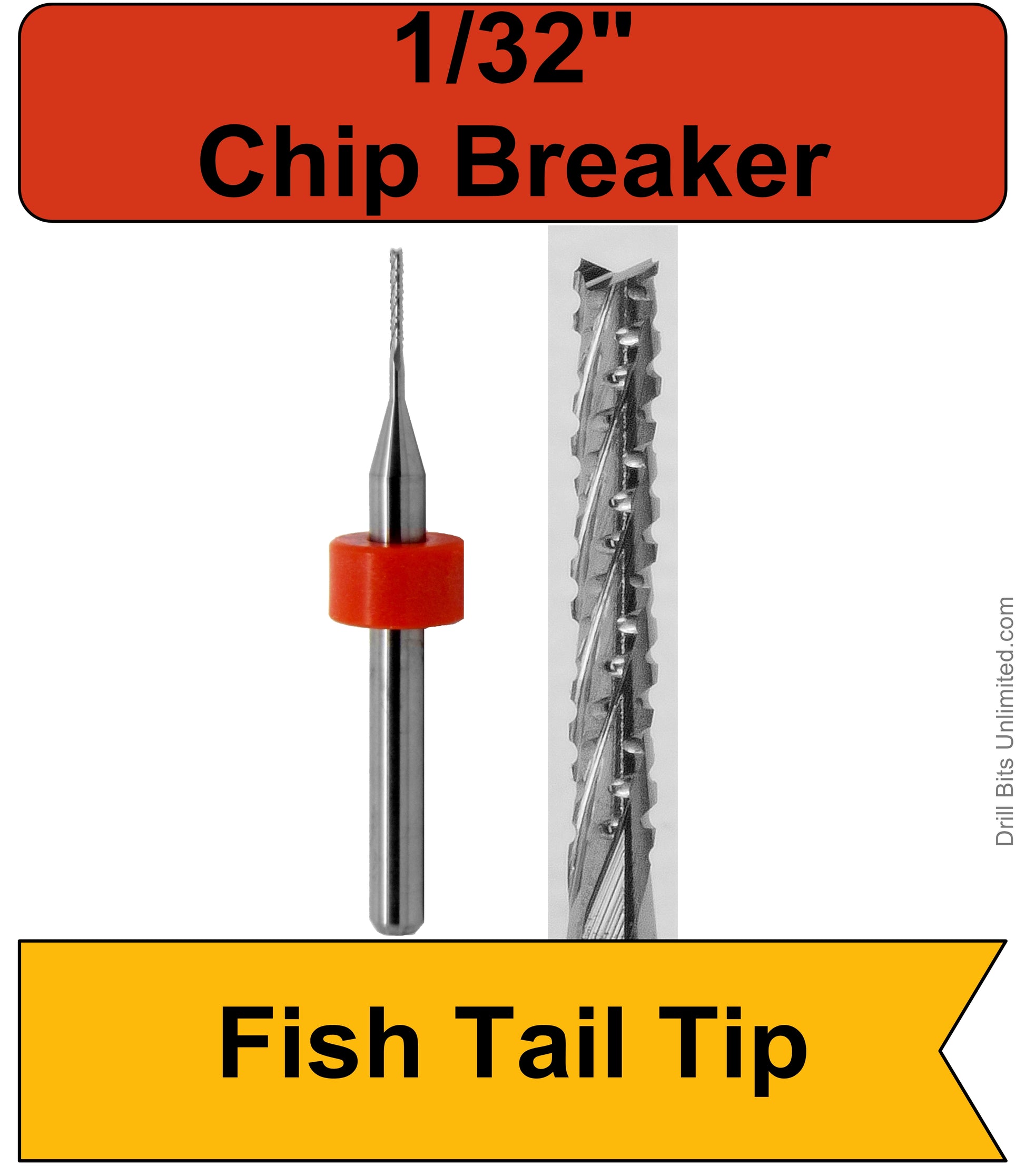 1/32" .0315" x .197" LOC Chip Breaker Carbide Router - Fishtail Tip R149 side view