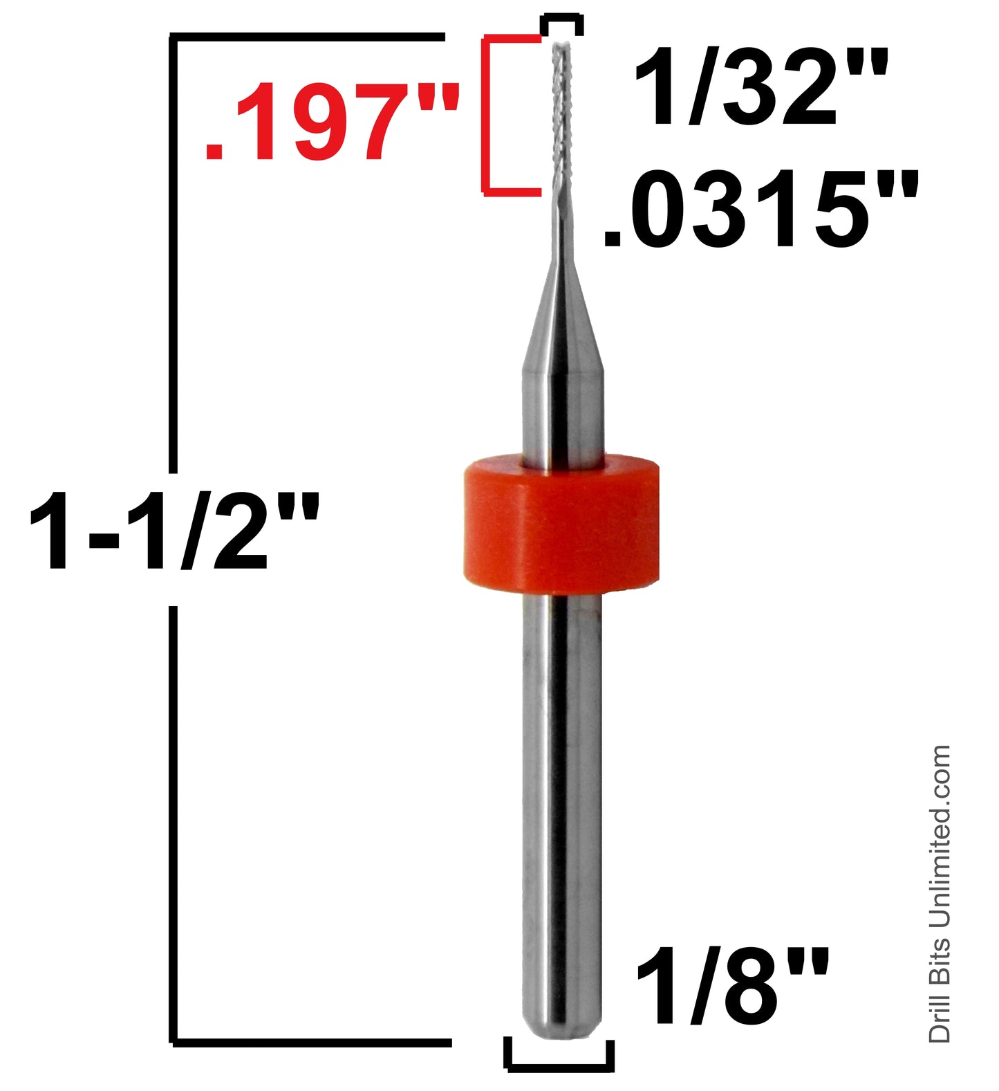 1/32" .0315" x .197" LOC Chip Breaker Carbide Router - Fishtail Tip R149