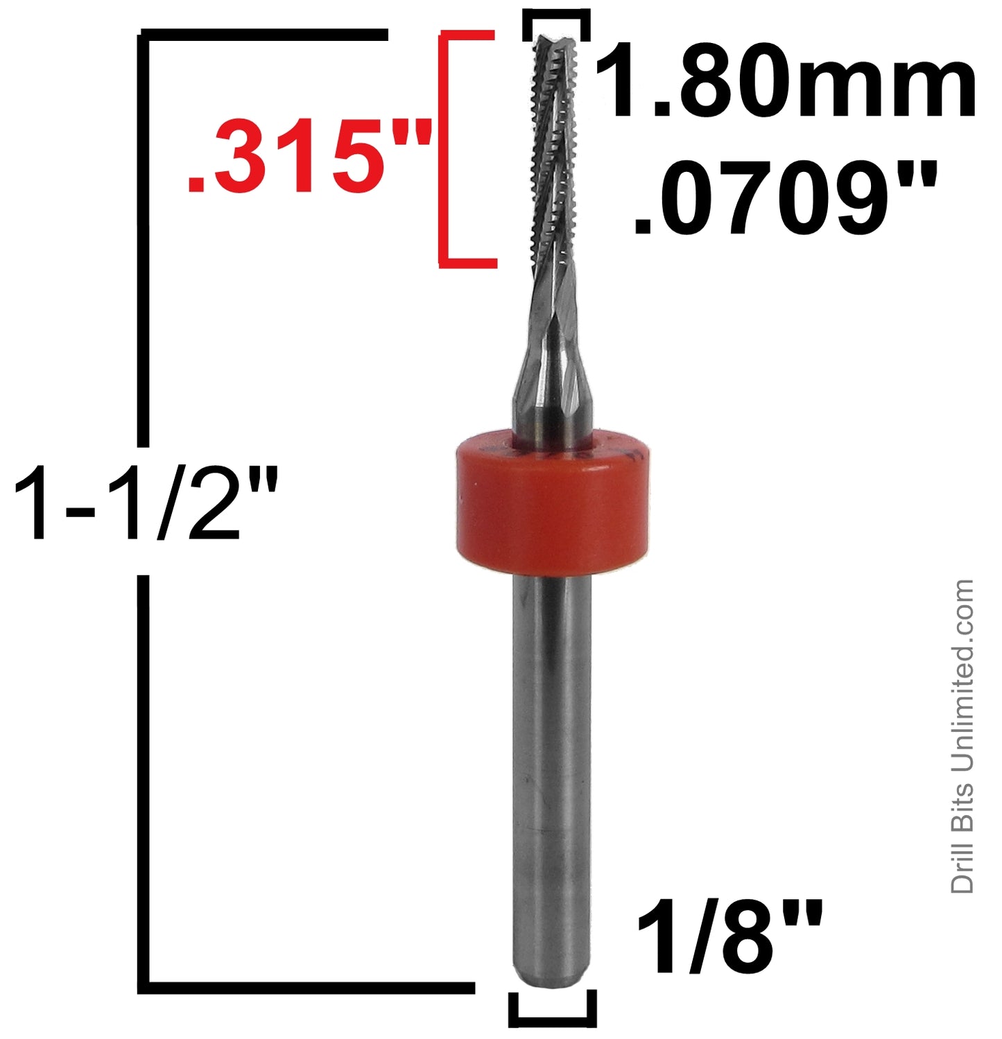 .0709" - 1.80mm Chip Breaker Carbide Router - Fishtail Tip - .315" Depth R161