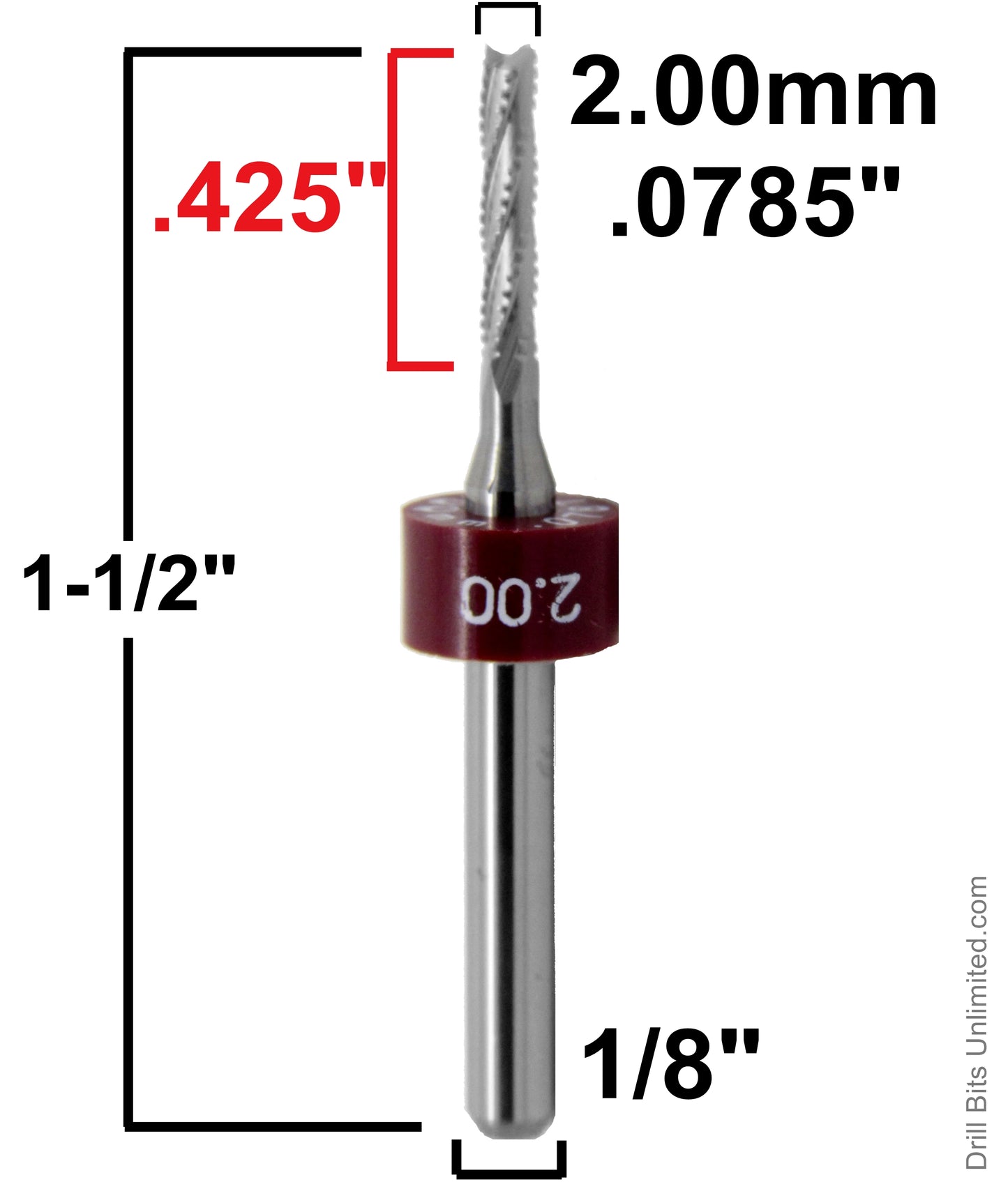 .0785" - 2.00mm Chip Breaker Carbide Router - Fishtail Tip .425" Depth R165