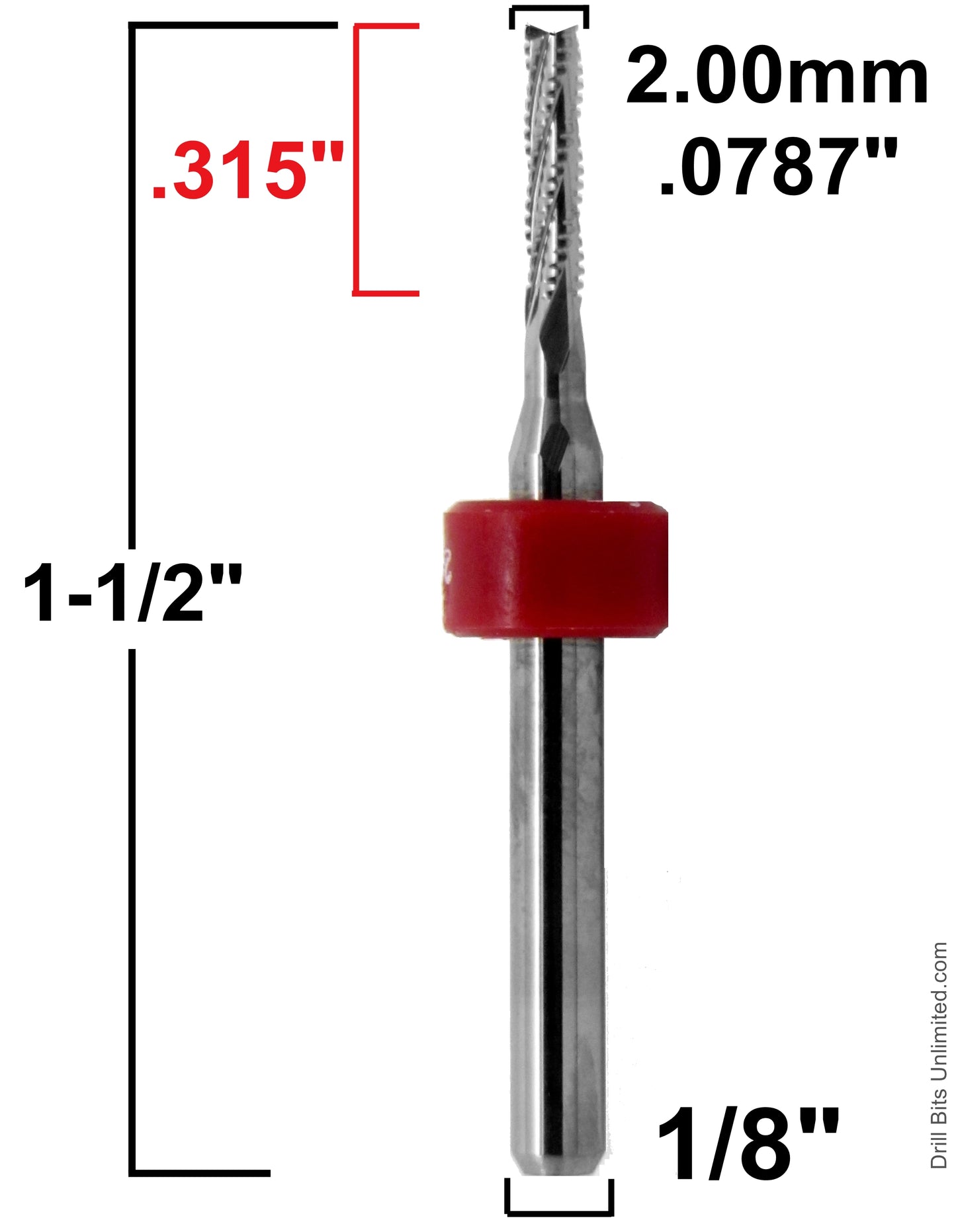 .0787" 2.00mm x .315" LOC - Chip Breaker Carbide Router - Fishtail Tip R166