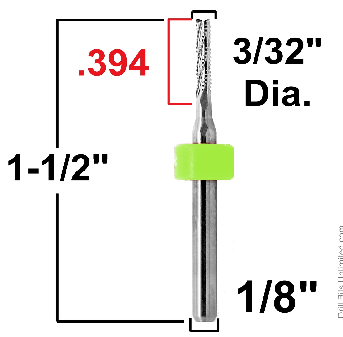 3/32" .0945 2.40mm x .394" LOC Chip Breaker Carbide Router - Fishtail Tip R167